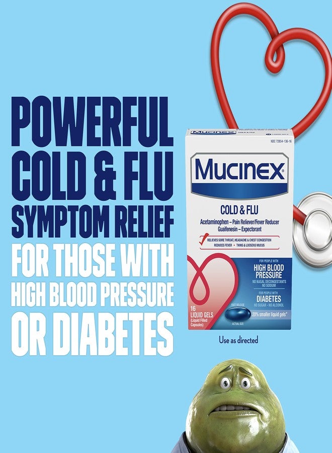 Mucinex Cold & Flu High Blood Pressure Liquid Gels, 16 ct. - Image 4
